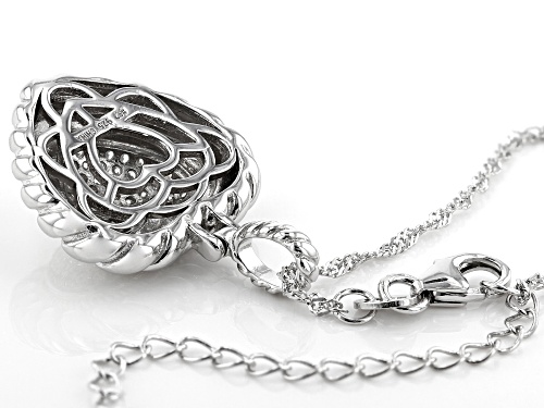 Bella Luce® 0.77ctw White Diamond Simulant Rhodium Over Silver Heart Pendant With Chain(0.46ctw DEW)