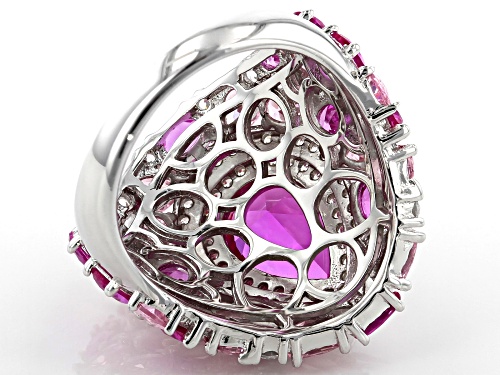 Bella Luce ® 15.81ctw Pink Sapphire And Pink And White Diamond Simulants Rhodium Over Silver Ring - Size 8