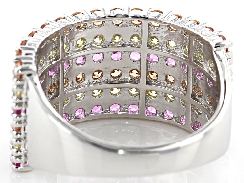 Bella Luce ® 4.32ctw Multi Color Diamond Simulants Rhodium Over Sterling Silver Ring (2.25ctw DEW) - Size 7