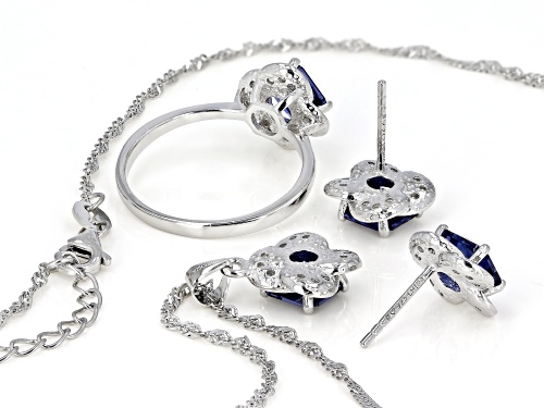 Bella Luce ® Esotica™ Tanzanite And White Diamond Simulants Rhodium Over Silver Jewelry Set