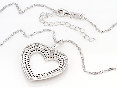Bella Luce ® 1.37ctw Mocha And White Diamond Simulants Rhodium Over Silver Heart Pendant With Chain