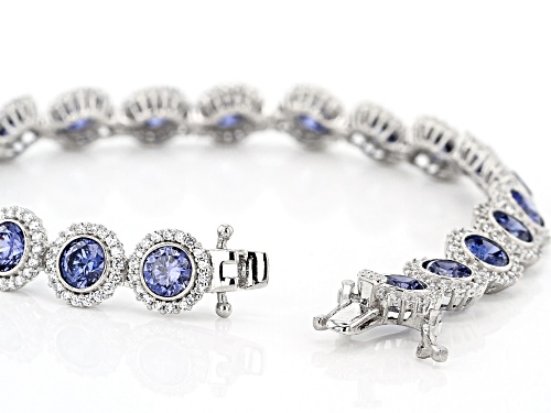 Bella Luce® Esotica™ 17.84ctw Tanzanite And White Diamond Simulants Rhodium Over Silver Bracelet - Size 8