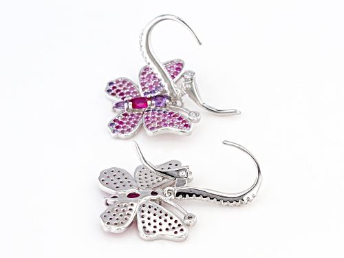Bella Luce® 2.95ctw Multi Color Gem Simulants Rhodium Over Sterling Silver Butterfly Earrings