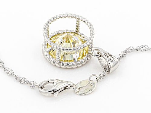 Bella Luce ®5.94ctw Canary Diamond Simulant Rhodium Over Sterling Silver Pendant With Chain