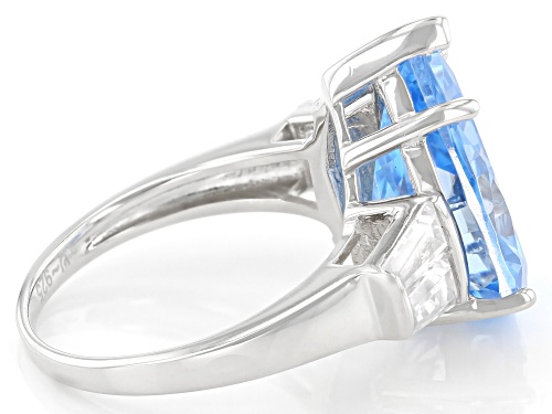 Bella Luce® 13.45ctw Blue And White Diamond Simulants Rhodium Over Silver Ring (7.27ctw DEW) - Size 6