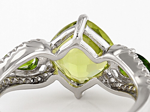 2.32ct Manchurian Peridot™With .40ctw Russian Chrome Diopside And .22ctw White Zircon Silver Ring - Size 12