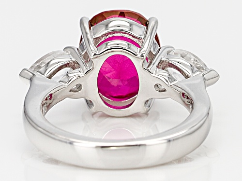 3.40ct Oval Peony™ Mystic Topaz® With .91ctw Pear Shape White Topaz Sterling Silver Ring - Size 12