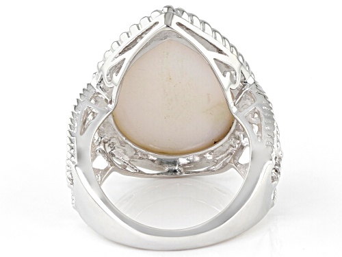 22x16mm Pear Shape White Drusy Quartz Rhodium Over Sterling Silver Ring - Size 7