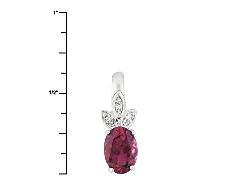 .59ct Oval Rubellite With .02ctw Round White Topaz Sterling Silver Pendant With Chain