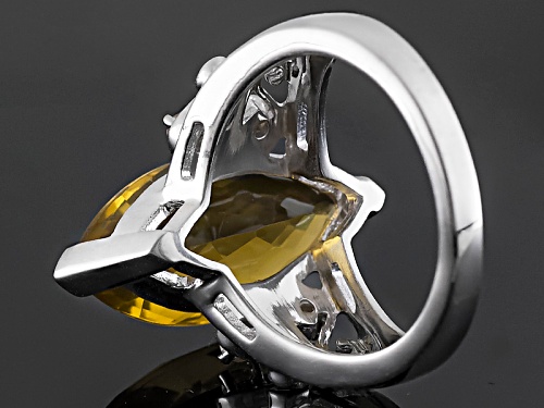 8.00ct Marquise Champagne Quartz With .16ctw Yellow Sapphire Rhodium Over Sterling Silver Ring - Size 5