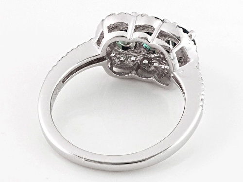 1.37ctw Lab Created Color Change Alexandrite & .53ctw White Zircon Rhodium Over Silver 3-Stone Ring - Size 9