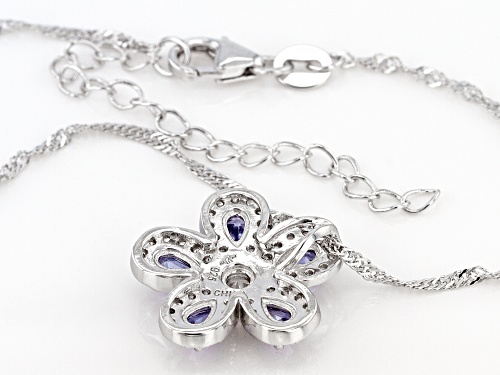 Bella Luce® Esotica™ Tanzanite And White Diamond Simulants Rhodium Over Silver Pendant With Chain