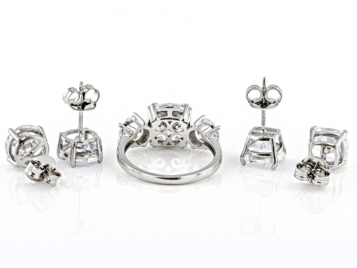 Bella Luce ® 19.33ctw White Diamond Simulant Rhodium Over Silver Ring And Earrings Set