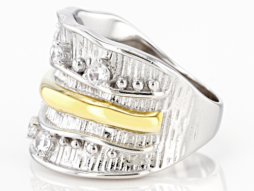 Bella Luce® 0.42ctw White Diamond Simulant Rhodium And 14K Yellow Gold Over Sterling Silver Ring - Size 6