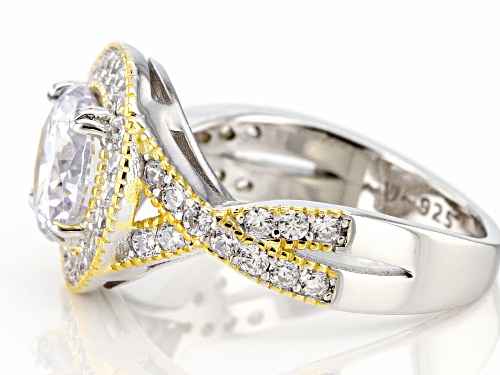 Bella Luce® 4.03ctw White Diamond Simulant Rhodium And 14K Yellow Gold Over Sterling Silver Ring - Size 11