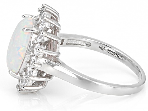 Bella Luce® 2.37ctw Lab Created Opal And White Diamond Simulant Rhodium Over Sterling Silver Ring - Size 7