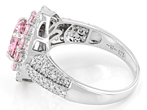 Bella Luce® 3.57ctw Pink And White Diamond Simulants Rhodium Over Sterling Silver Ring (2.16ctw DEW) - Size 5