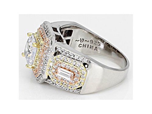 Bella Luce® 3.09ctw White Diamond Simulant Rhodium And 14K Yellow And Rose Gold Over Silver Ring - Size 7