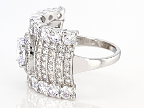 Bella Luce® 6.85ctw White Diamond Simulant Rhodium Over Sterling Silver Ring(4.15ctw DEW) - Size 5