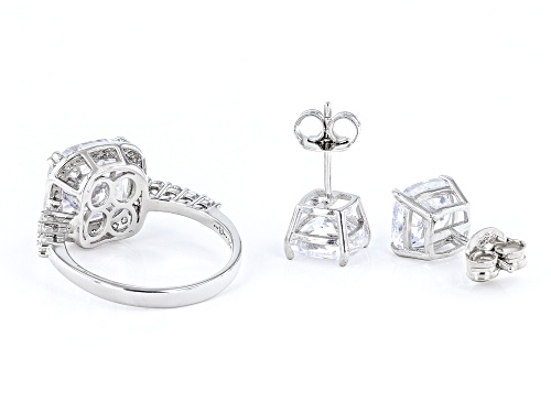 Bella Luce® 13.14ctw White Diamond Simulant Rhodium Over Silver Ring And Earrings Set(7.96ctw DEW)