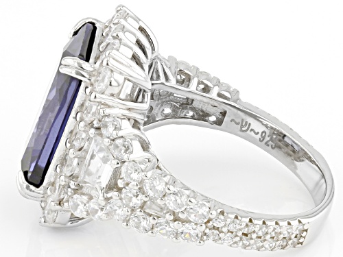 Bella Luce® Esotica™ 15.06ctw Tanzanite And White Diamond Simulants Rhodium Over Silver Ring - Size 10