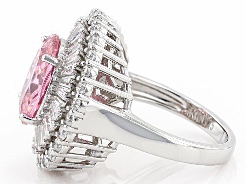 Bella Luce® 8.50ctw Pink And White Diamond Simulants Rhodium Over Sterling Silver Ring(5.15ctw DEW) - Size 8