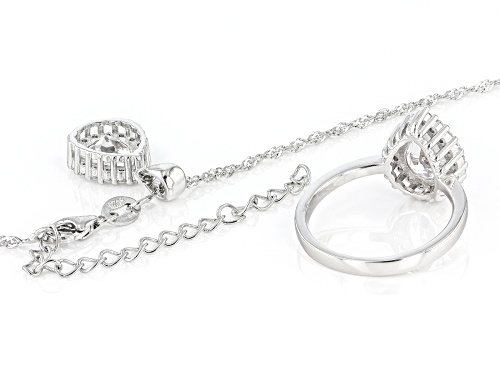Bella Luce® 4.96ctw White Diamond Simulant Rhodium Over Sterling Silver Jewelry Set(3.00ctw DEW)