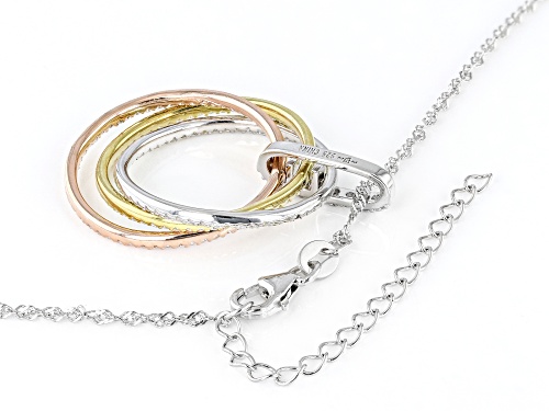 Bella Luce® 1.74ctw White Diamond Simulant Rhodium,14k Yellow, And Eterno™ Rose Over Silver Pendant