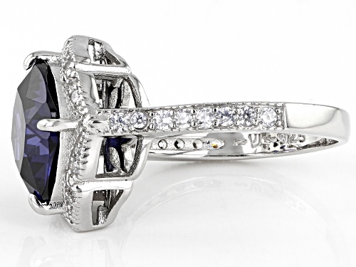 Bella Luce® Esotica™ 6.60ctw Tanzanite & White Diamond Simulants Rhodium Over Silver Ring - Size 5