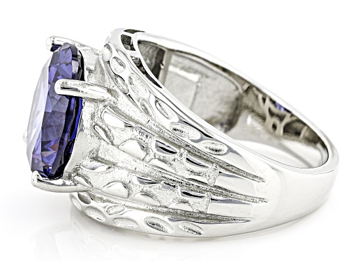 Bella Luce® Esotica™ 10.32ctw Tanzanite Simulant Rhodium Over Sterling Silver Ring - Size 5