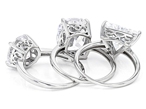 Bella Luce® 17.38ctw White Diamond Simulant Platinum Over Sterling Silver 3 Ring Set(10.53ctw DEW) - Size 9