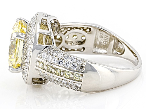 Bella Luce® 6.95ctw Canary And White Diamond Simulants Rhodium Over Sterling Silver Ring - Size 10