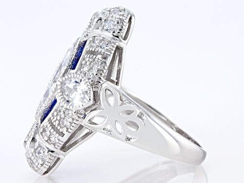Bella Luce® 4.42ctw Lab Created Blue Spinel And White Diamond Simulants Rhodium Over Silver Ring - Size 5