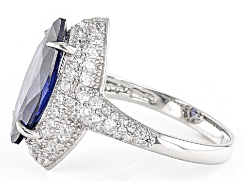 Bella Luce® Esotica™ 7.50ctw Tanzanite And White Diamond Simulants Platinum Over Silver Ring - Size 12