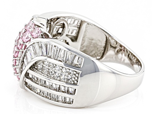 Bella Luce® 3.09ctw Pink And White Diamond Simulants Rhodium Over Sterling Silver Ring(1.87ctw DEW) - Size 6
