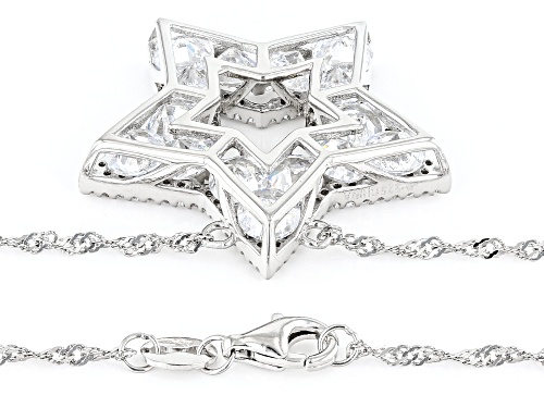 Bella Luce® 9.30ctw White Diamond Simulant Rhodium Over Sterling Silver Star Necklace(5.63ctw DEW) - Size 18