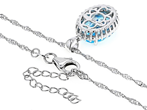 Bella Luce® 8.98ctw Aquamarine And White Diamond Simulants Rhodium Over Silver Pendant(5.44ctw DEW)