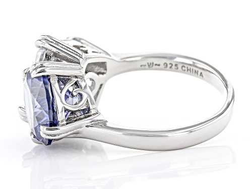 Bella Luce® Esotica™ 13.14ctw Tanzanite And White Diamond Simulants Rhodium Over Silver Ring - Size 7