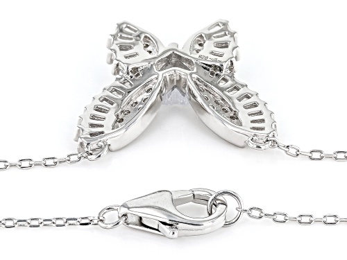 Bella Luce® 2.03ctw White Diamond Simulant Rhodium Over Silver Butterfly Necklace(1.23ctw DEW) - Size 18