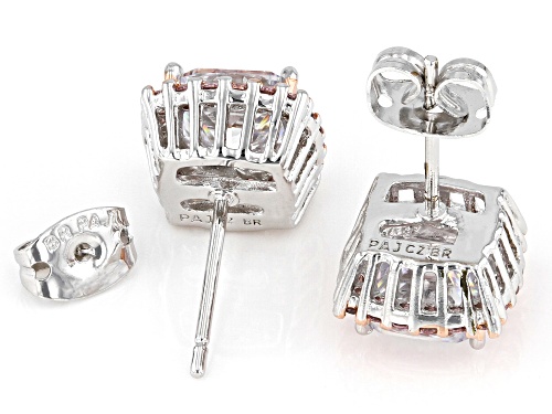 Bella Luce® 5.77ctw White And Pink Diamond Simulants Rhodium Over Bronze Stud Earrings (3.44ctw DEW)