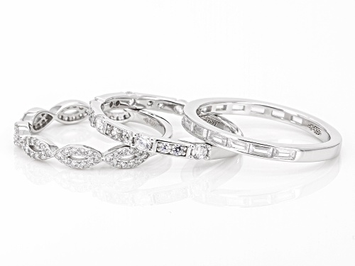 Bella Luce® 2.20ctw White Diamond Simulant Rhodium Over Sterling Silver Ring Set (1.33ctw DEW) - Size 6