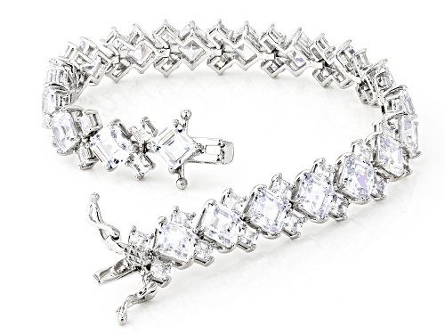 Bella Luce® 42.53ctw Diamond Simulant Rhodium Over Silver Asscher Cut Tennis Bracelet (25.77ctw DEW) - Size 8