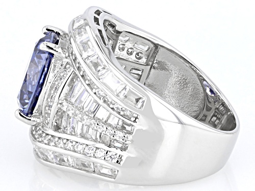 Bella Luce® Esotica™ 10.15ctw Tanzanite And White Diamond Simulants Rhodium Over Silver Ring - Size 6
