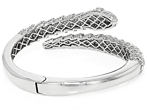 Bella Luce® 12.66ctw Lab Green Spinel & White Diamond Simulant Rhodium Over Brass Snake Bangle - Size 8
