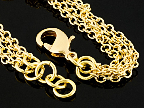 Moda Al Massimo® 18k Yellow Gold Over Bronze Diamond Cut Cable Link Station 8 Inch Bracelet - Size 8