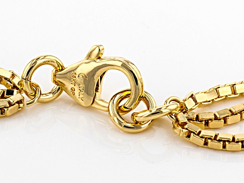 Moda Al Massimo® 18k Yellow Gold Over Bronze 3-Row Box Link 20 Inch Necklace - Size 20