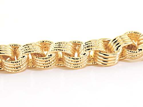 Moda Al Massimo® 18k Yellow Gold Over Bronze Diamond Cut Round Cable Link 7 1/2 Inch Bracelet - Size 7.5