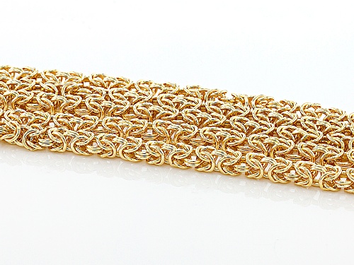 Moda Al Massimo® Lab Created Cabochon Ruby 18k Yellow Gold Over Bronze Byzantine Link Bracelet - Size 8.5