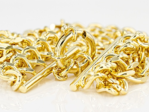Moda Al Massimo® 18k Yellow Gold Over Bronze Five Row Curb Link 7 1/2 Bracelet - Size 7.5