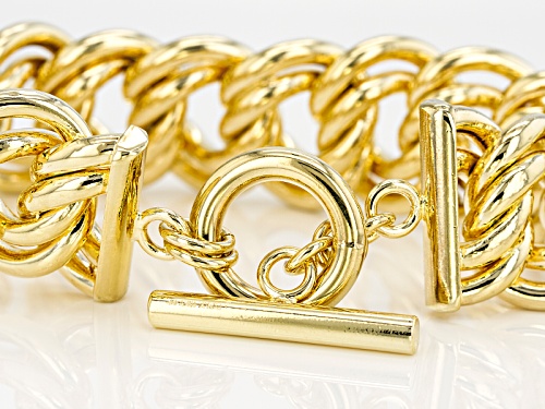 Moda Al Massimo® 18k Yellow Gold Over Bronze Double Curb Link 8 1/2 Inch Bracelet - Size 8.5